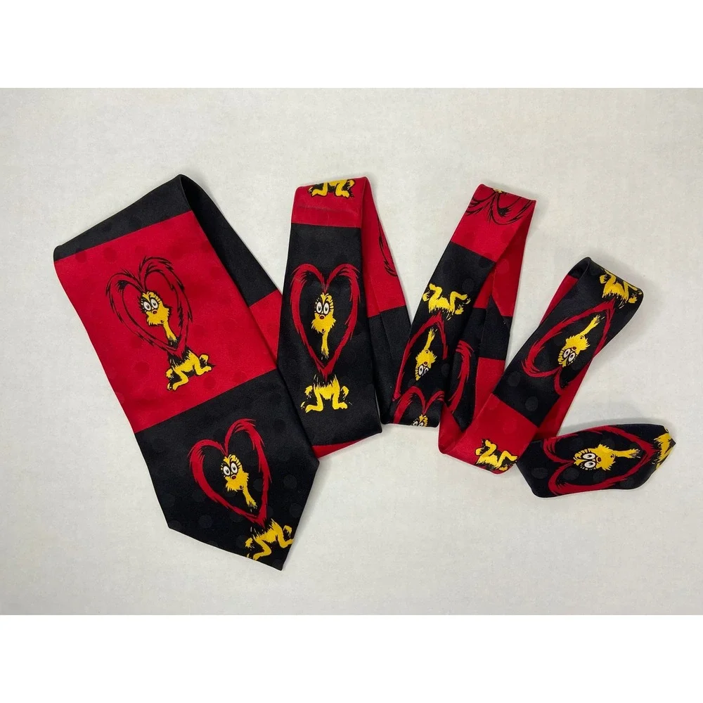 Vintage Dr Seuss‎ Silk Tie 1996 Red Black Thing Character Novelty Mens Necktie